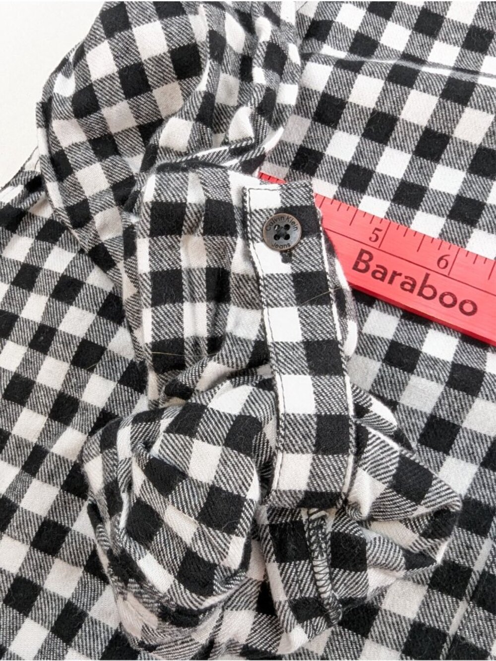 Calvin Klein Women Small Flannel Shirt Black White Plaid Long Sleeve Button Down - Picture 9 of 11